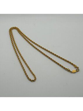 Vintage Napier Gold Tone Twisted Rope Chain Necklace Signed Chunky Statement 30"